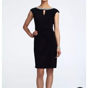 Alex Evenings Size 12 Women's Black Beaded Sheath Dress